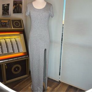 PrettyLittleThing Light Gray Maxi Dress with Slit